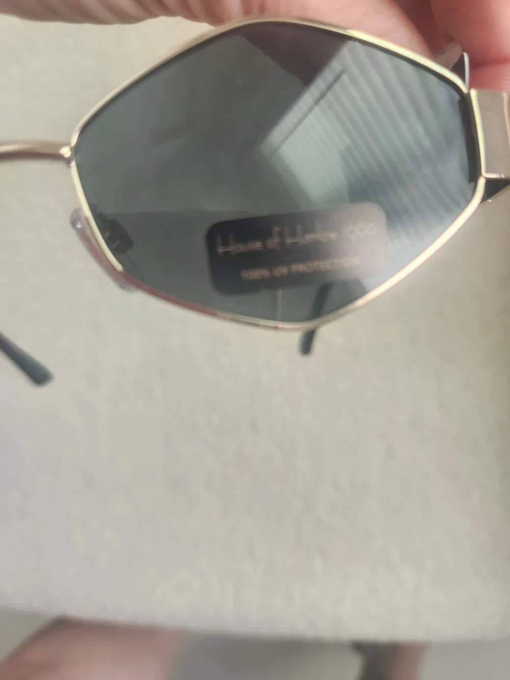 House Of Harlow 1960 Rose Gold Metal Geometric Sunglasses Green Lenses Y2K